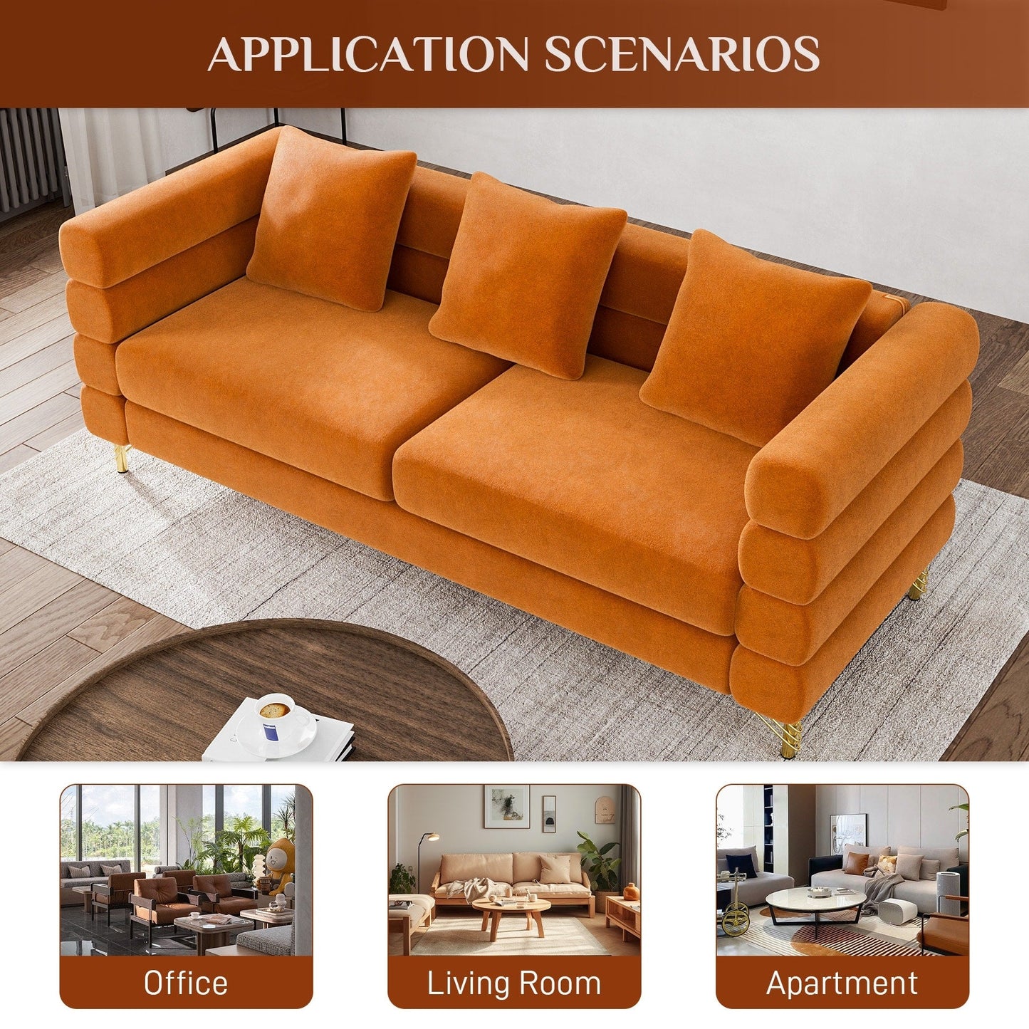 Ouyessir Mid Century Sofa Couch for Bedroom, Living Room, Lounges, Office, Apartment