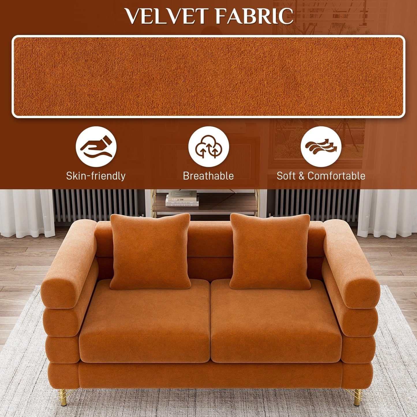 Ouyessir Mid Century Sofa Couch for Bedroom, Living Room, Lounges, Office, Apartment