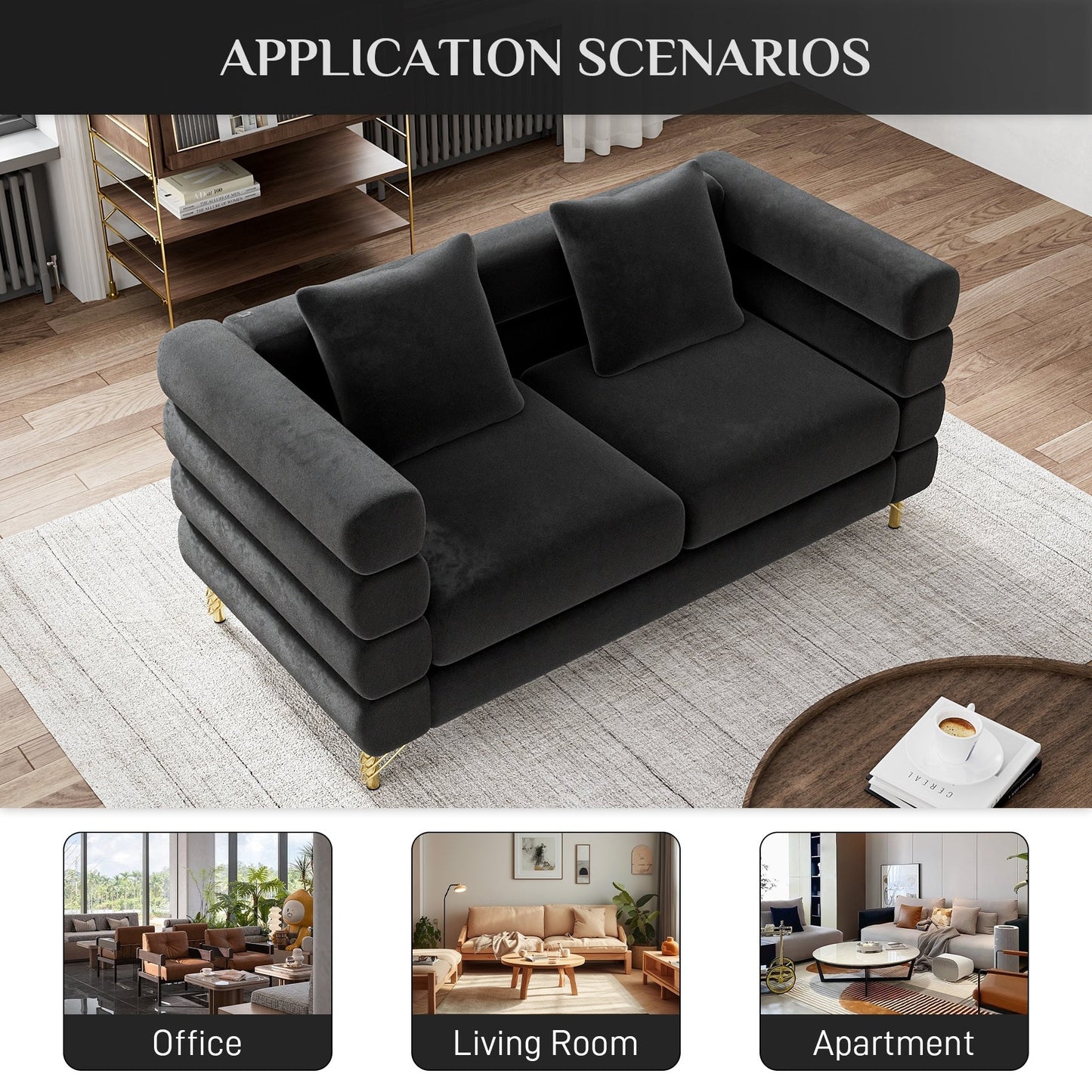 Ouyessir Mid Century Sofa Couch for Bedroom, Living Room, Lounges, Office, Apartment