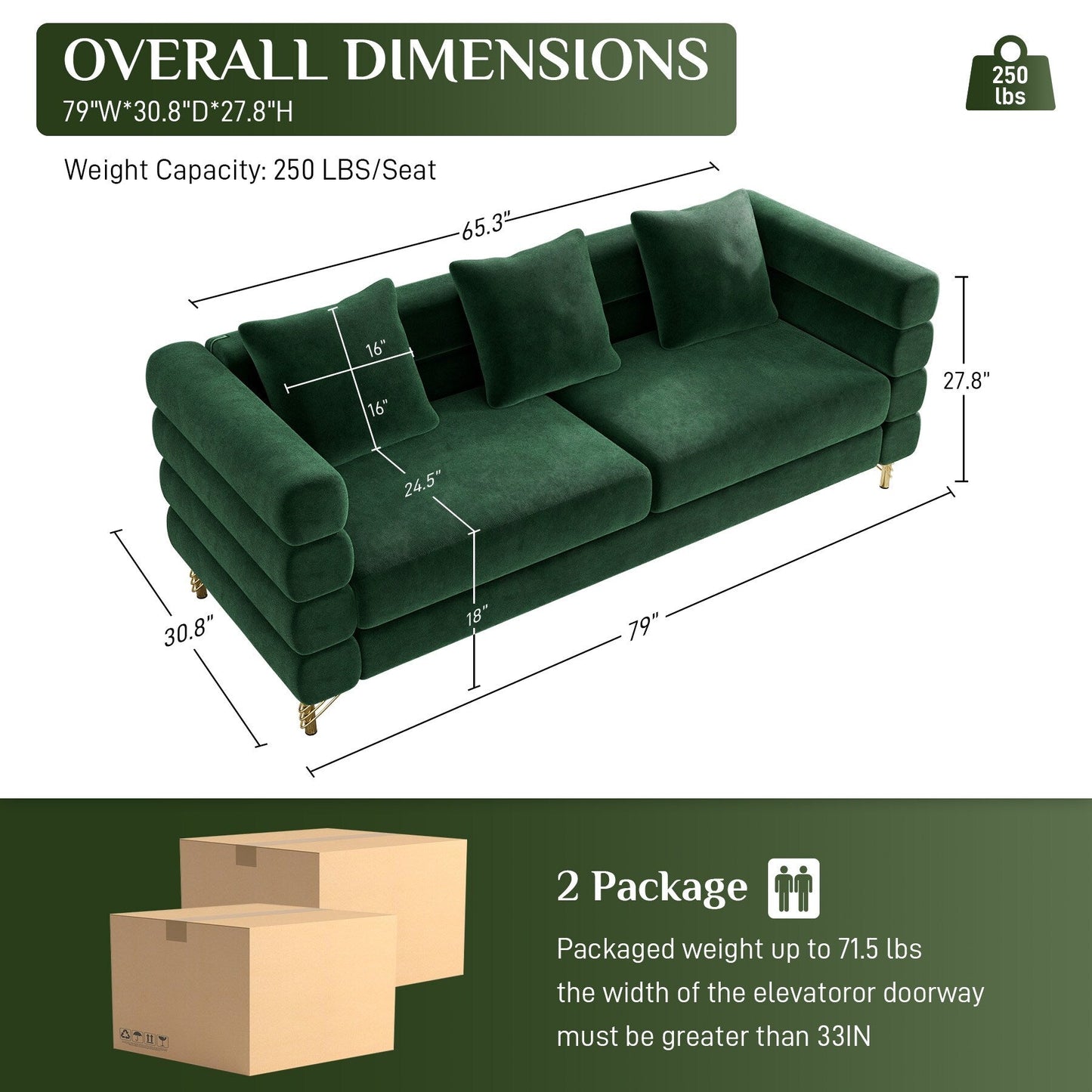 Ouyessir Mid Century Sofa Couch for Bedroom, Living Room, Lounges, Office, Apartment