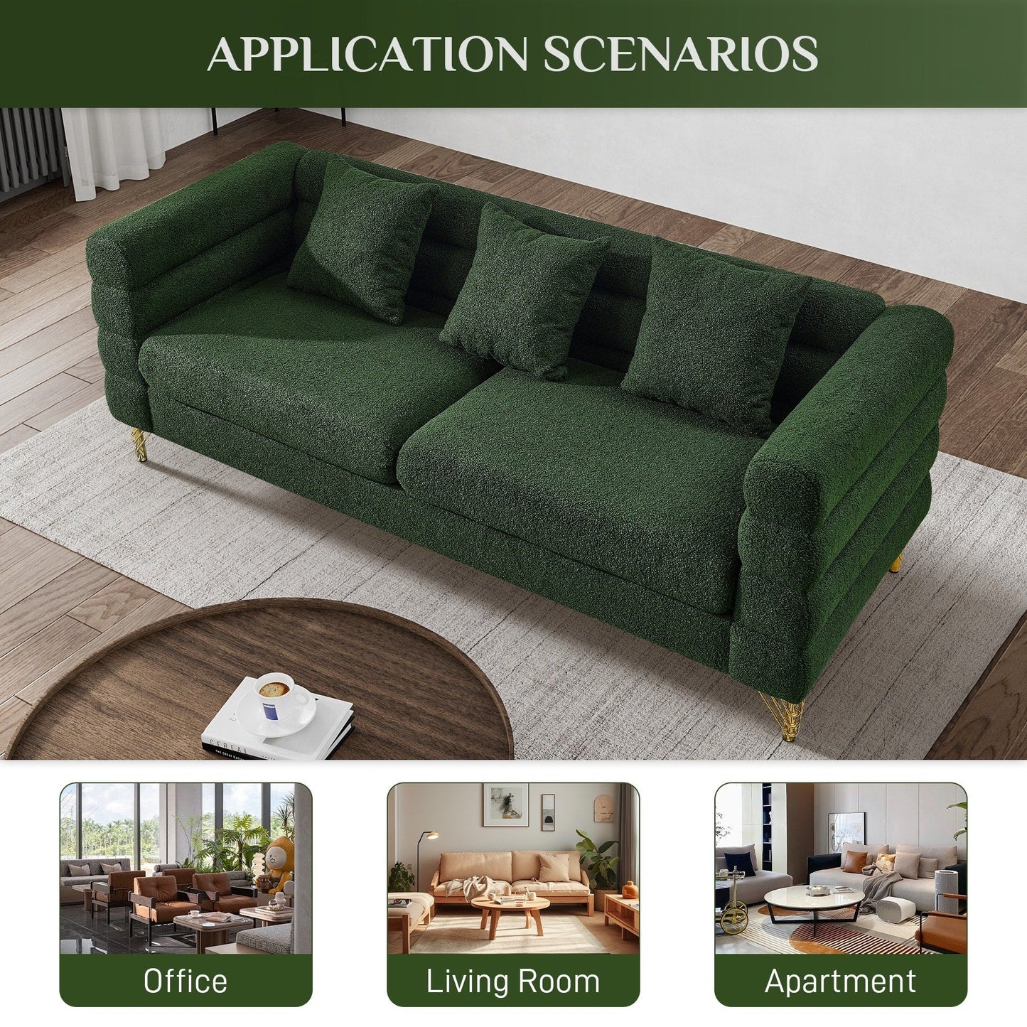 Ouyessir Mid Century Sofa Couch for Bedroom, Living Room, Lounges, Office, Apartment