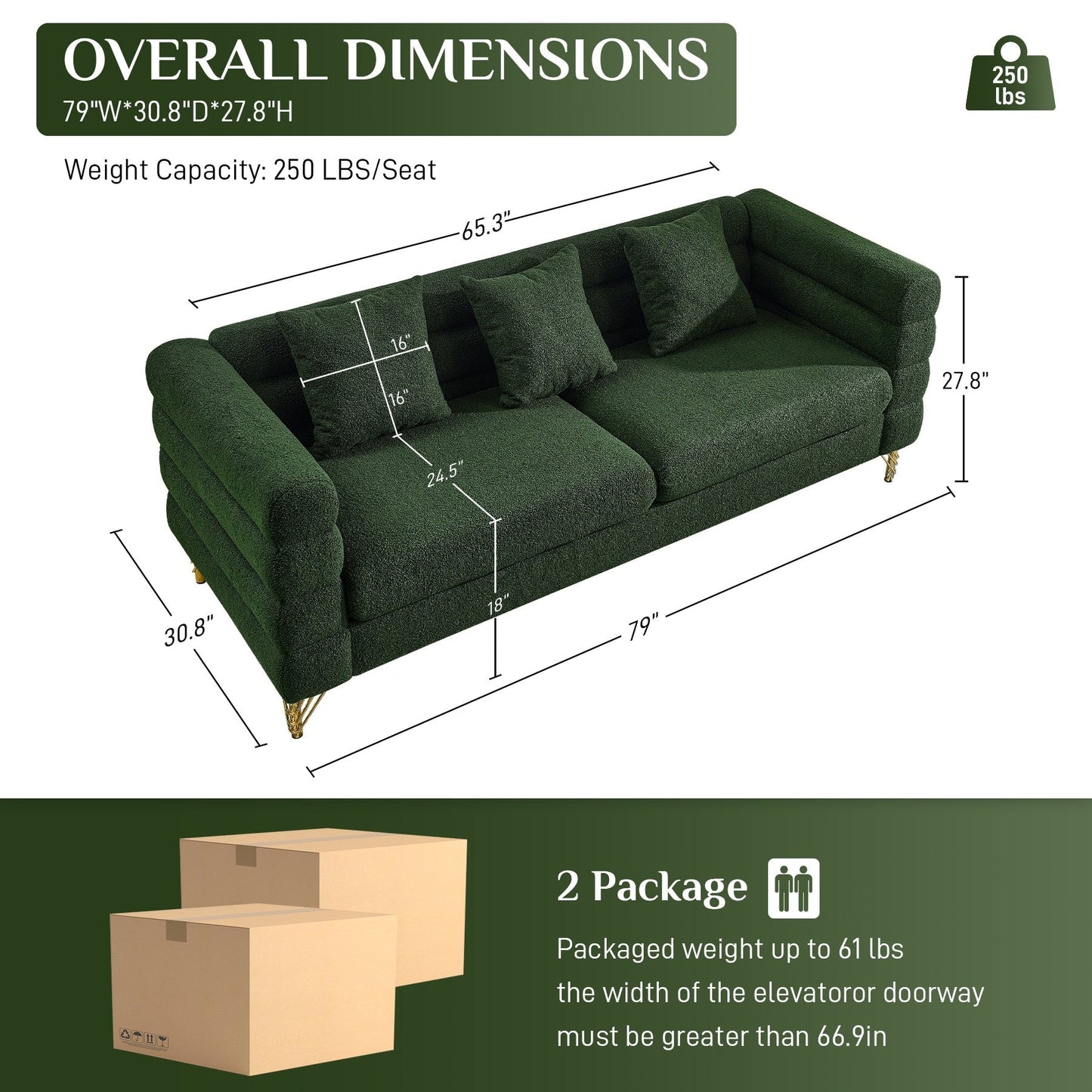 Ouyessir Mid Century Sofa Couch for Bedroom, Living Room, Lounges, Office, Apartment
