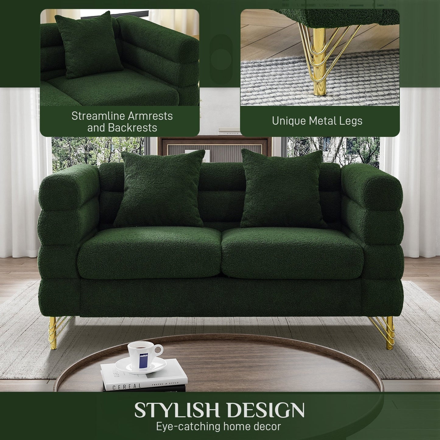 Ouyessir Mid Century Sofa Couch for Bedroom, Living Room, Lounges, Office, Apartment