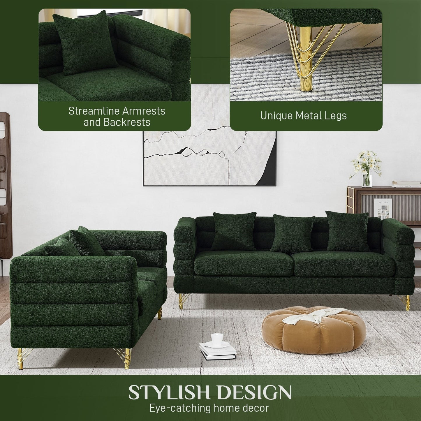 Ouyessir Mid Century Sofa Couch for Bedroom, Living Room, Lounges, Office, Apartment