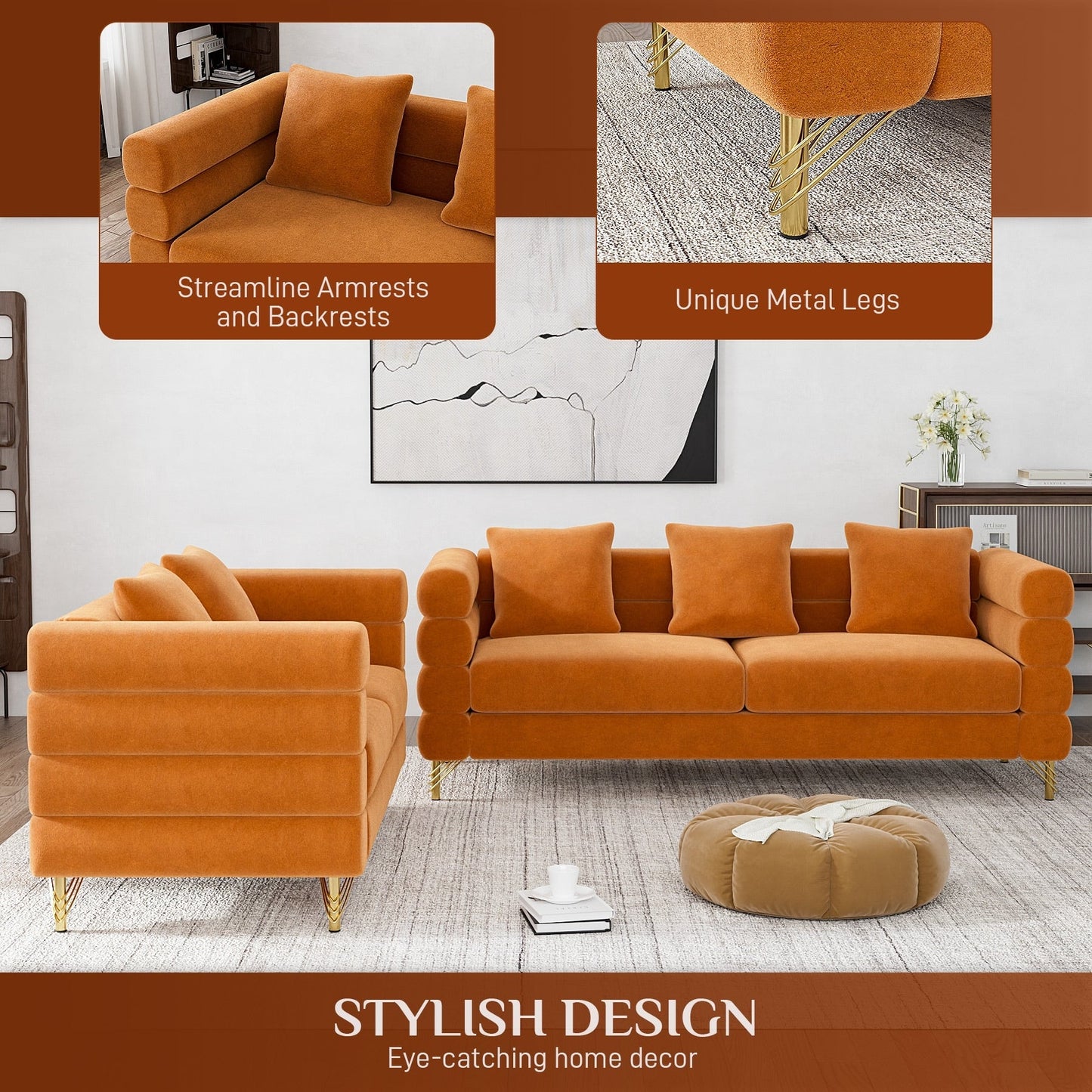Ouyessir Mid Century Sofa Couch for Bedroom, Living Room, Lounges, Office, Apartment
