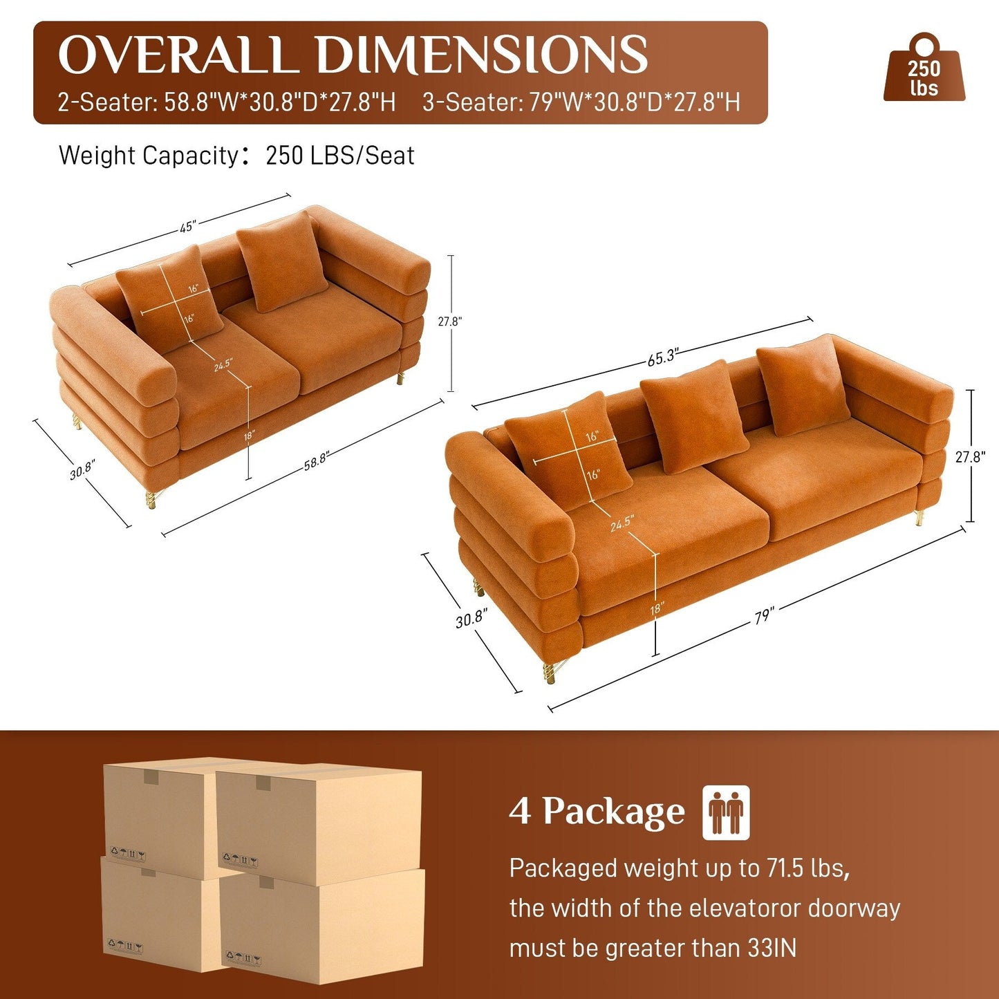 Ouyessir Mid Century Sofa Couch for Bedroom, Living Room, Lounges, Office, Apartment