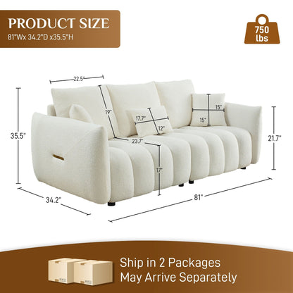 Ouyessir Overstuffed Upholstered Deep Seat Soft Fabric Sofa with 3 Pillows