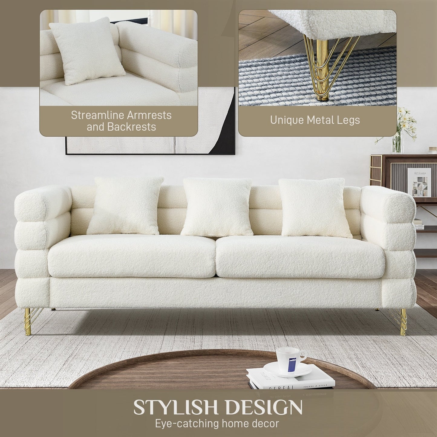Ouyessir Mid Century Sofa Couch for Bedroom, Living Room, Lounges, Office, Apartment