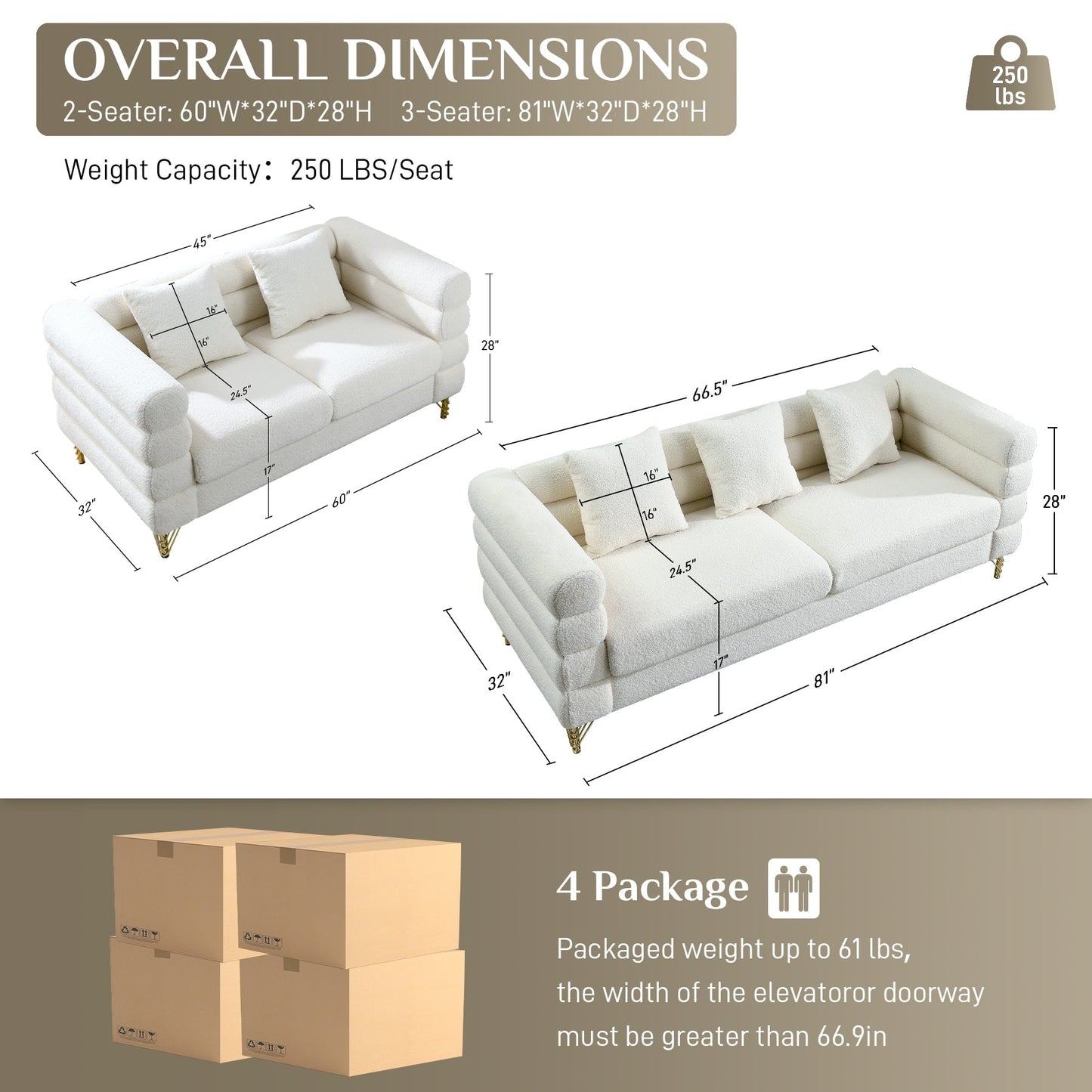 Ouyessir Mid Century Sofa Couch for Bedroom, Living Room, Lounges, Office, Apartment