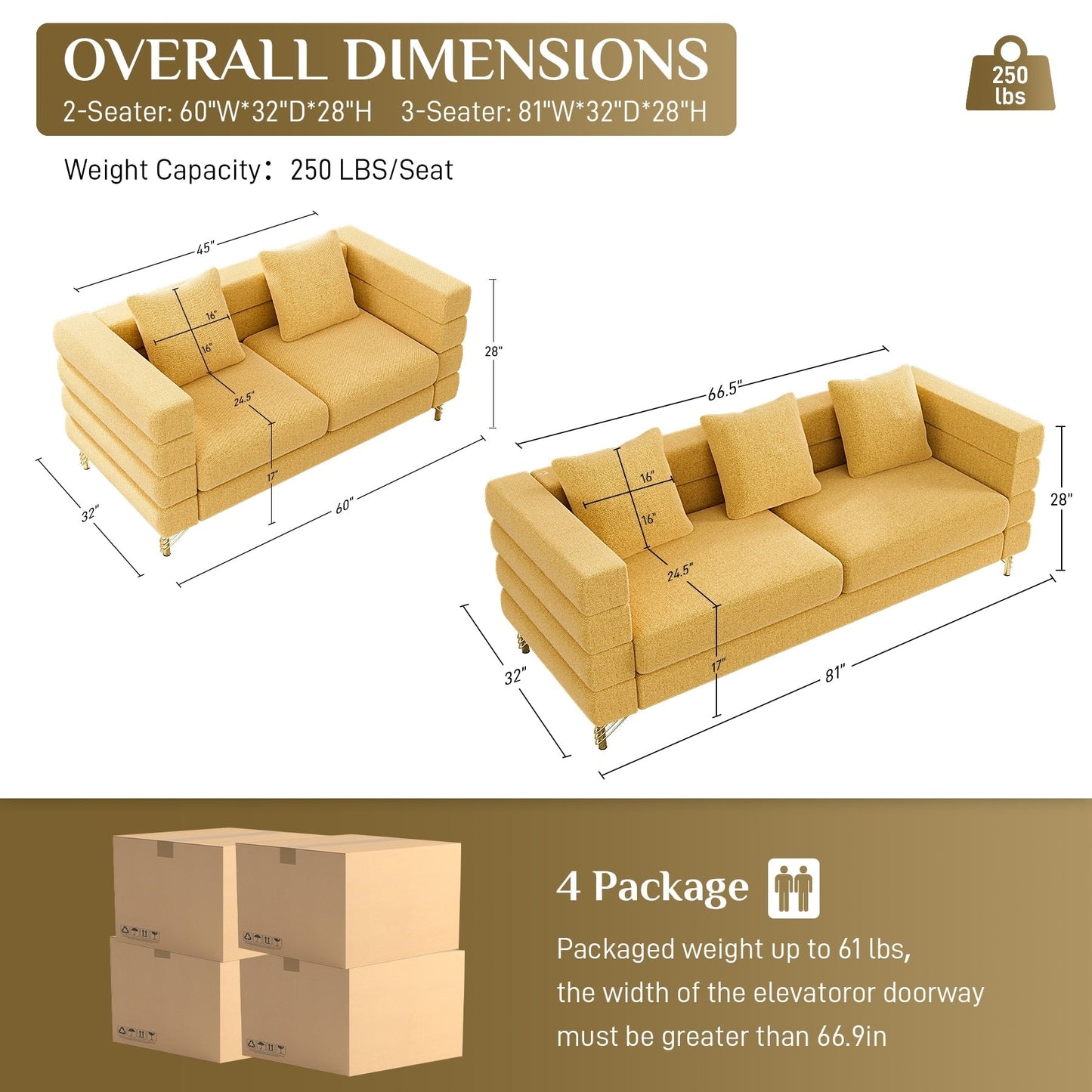 Ouyessir Mid Century Sofa Couch for Bedroom, Living Room, Lounges, Office, Apartment