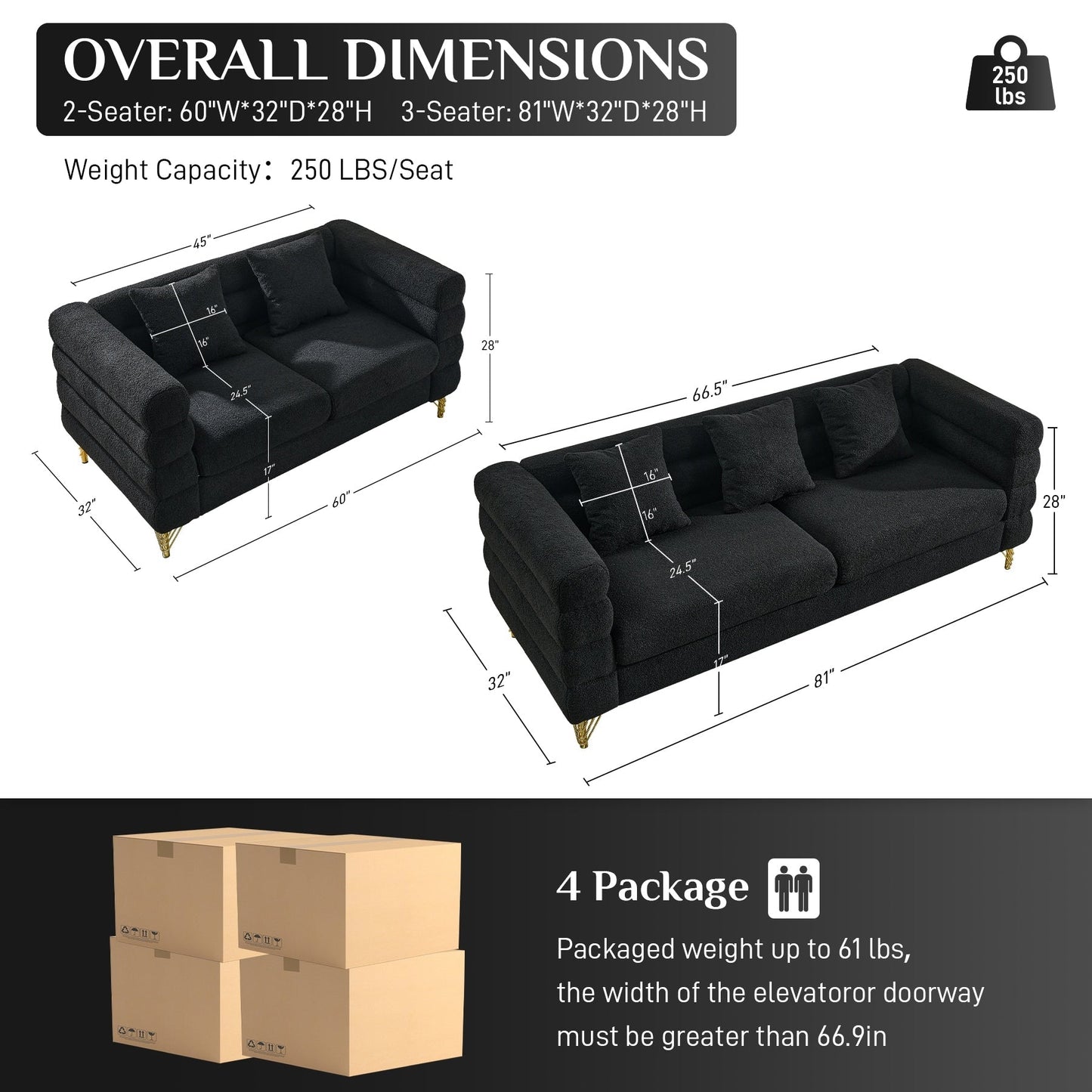 Ouyessir Mid Century Sofa Couch for Bedroom, Living Room, Lounges, Office, Apartment