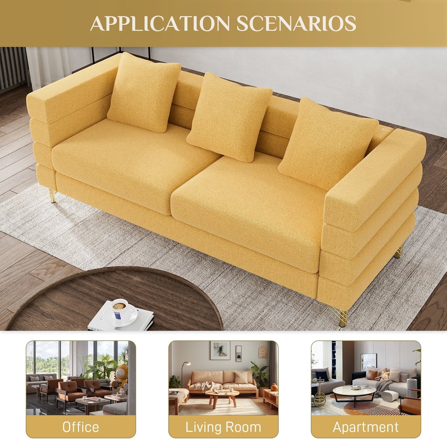 Ouyessir Mid Century Sofa Couch for Bedroom, Living Room, Lounges, Office, Apartment