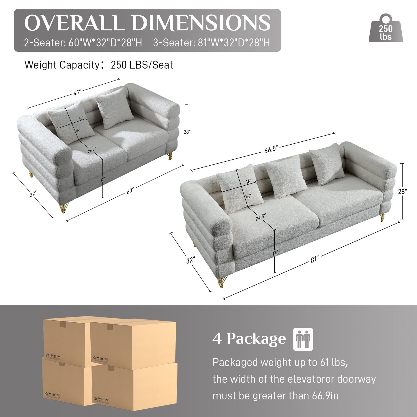 Ouyessir Mid Century Sofa Couch for Bedroom, Living Room, Lounges, Office, Apartment
