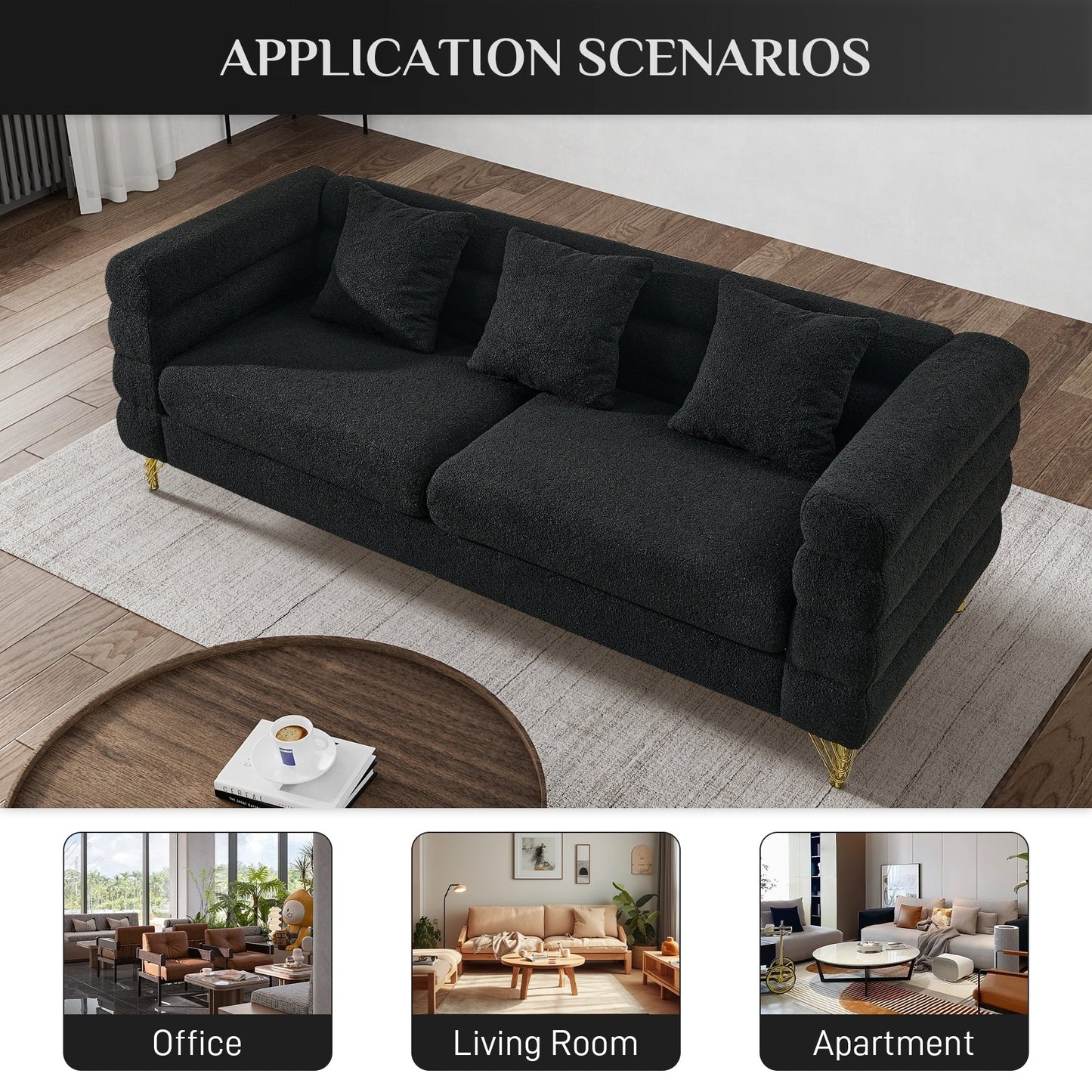 Ouyessir Mid Century Sofa Couch for Bedroom, Living Room, Lounges, Office, Apartment