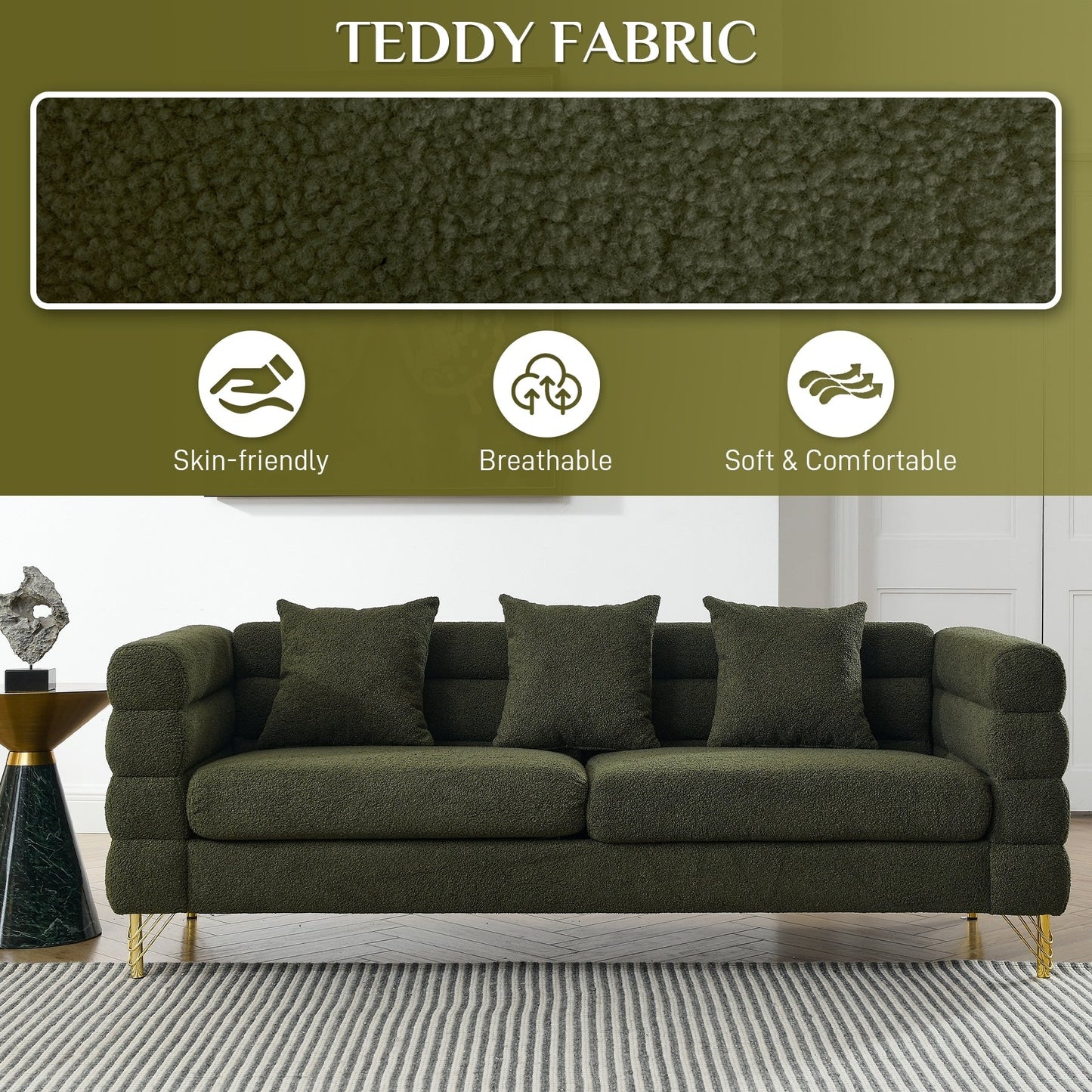 Ouyessir Mid Century Sofa Couch for Bedroom, Living Room, Lounges, Office, Apartment