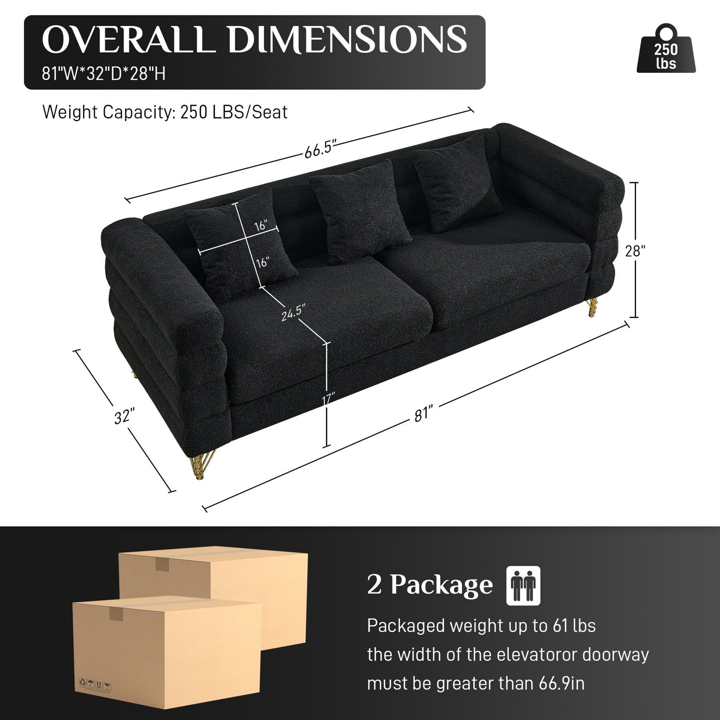 Ouyessir Mid Century Sofa Couch for Bedroom, Living Room, Lounges, Office, Apartment