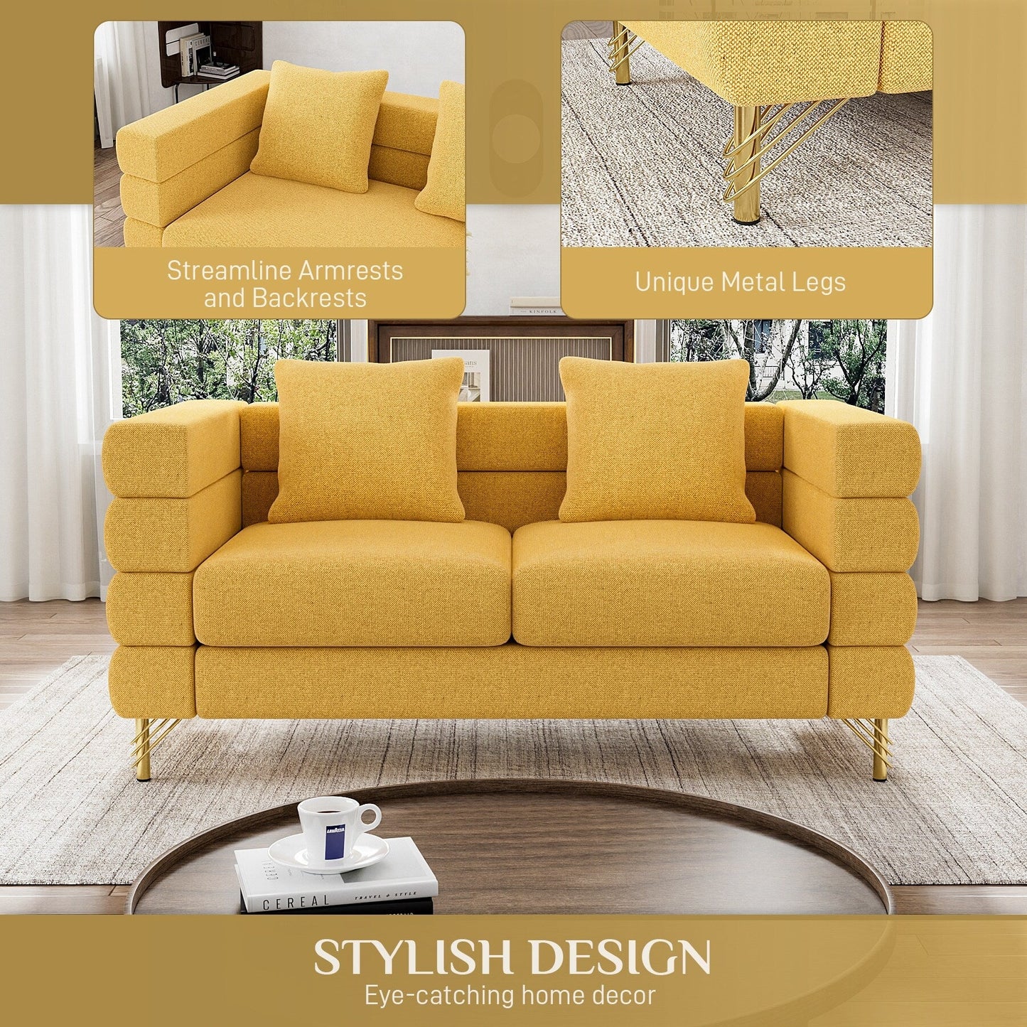 Ouyessir Mid Century Sofa Couch for Bedroom, Living Room, Lounges, Office, Apartment