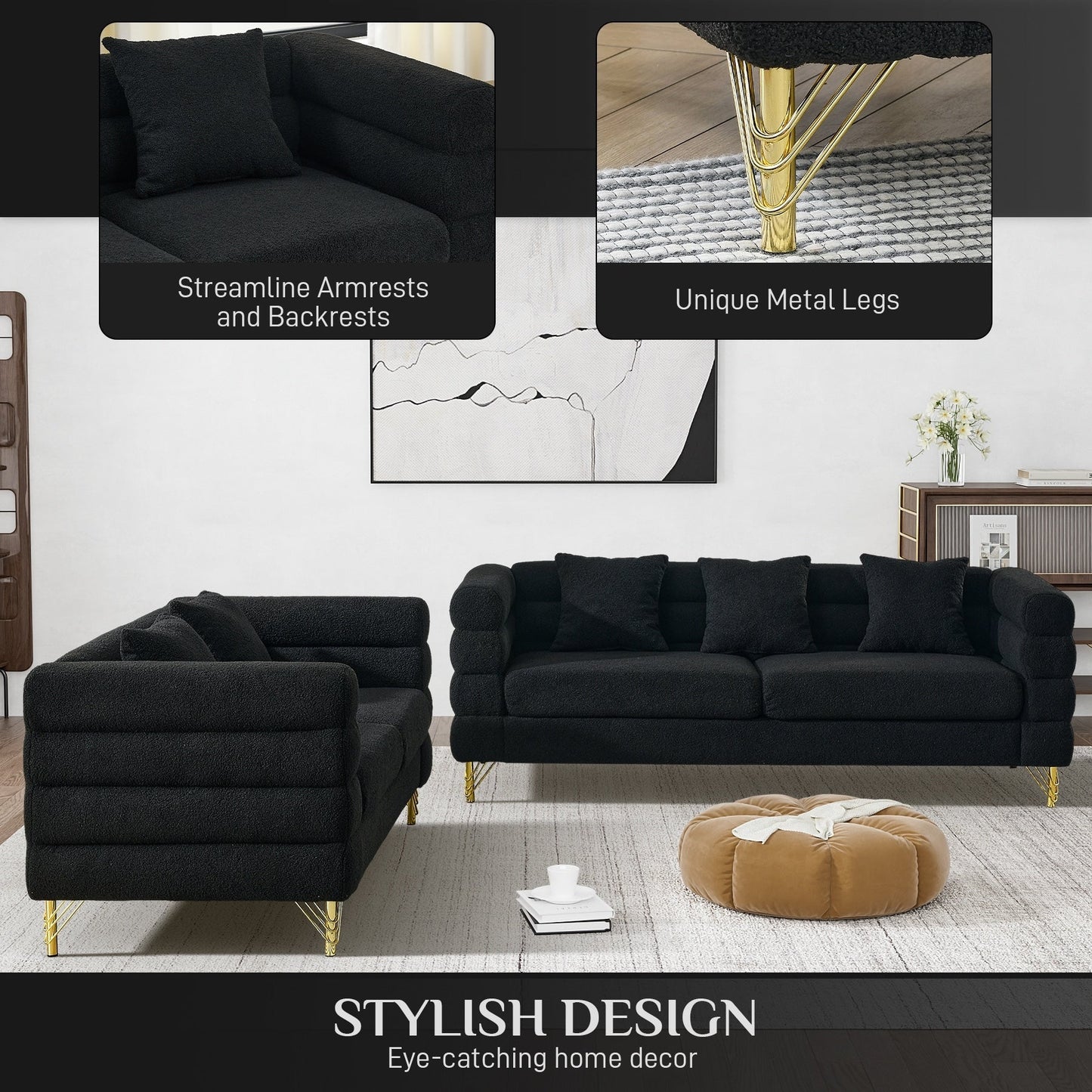 Ouyessir Mid Century Sofa Couch for Bedroom, Living Room, Lounges, Office, Apartment