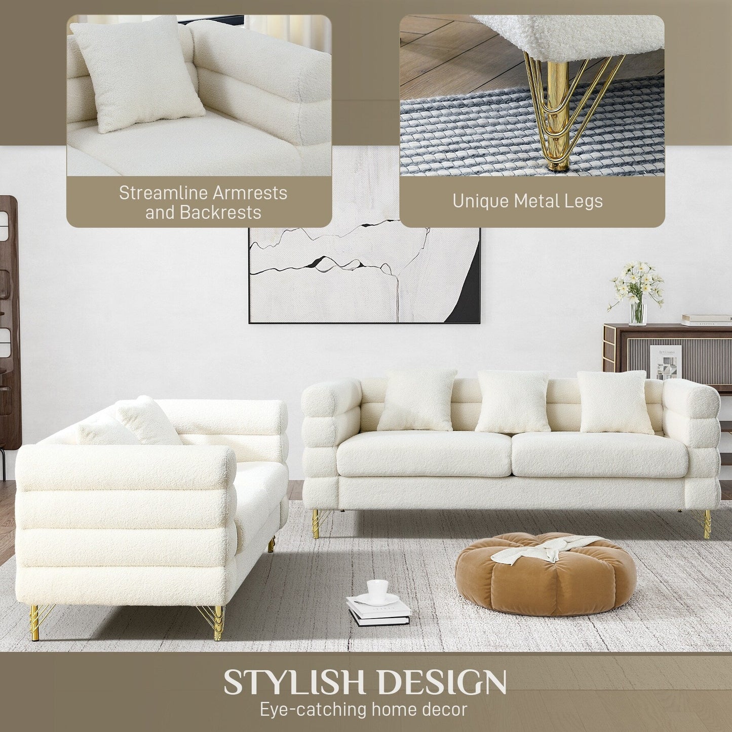 Ouyessir Mid Century Sofa Couch for Bedroom, Living Room, Lounges, Office, Apartment
