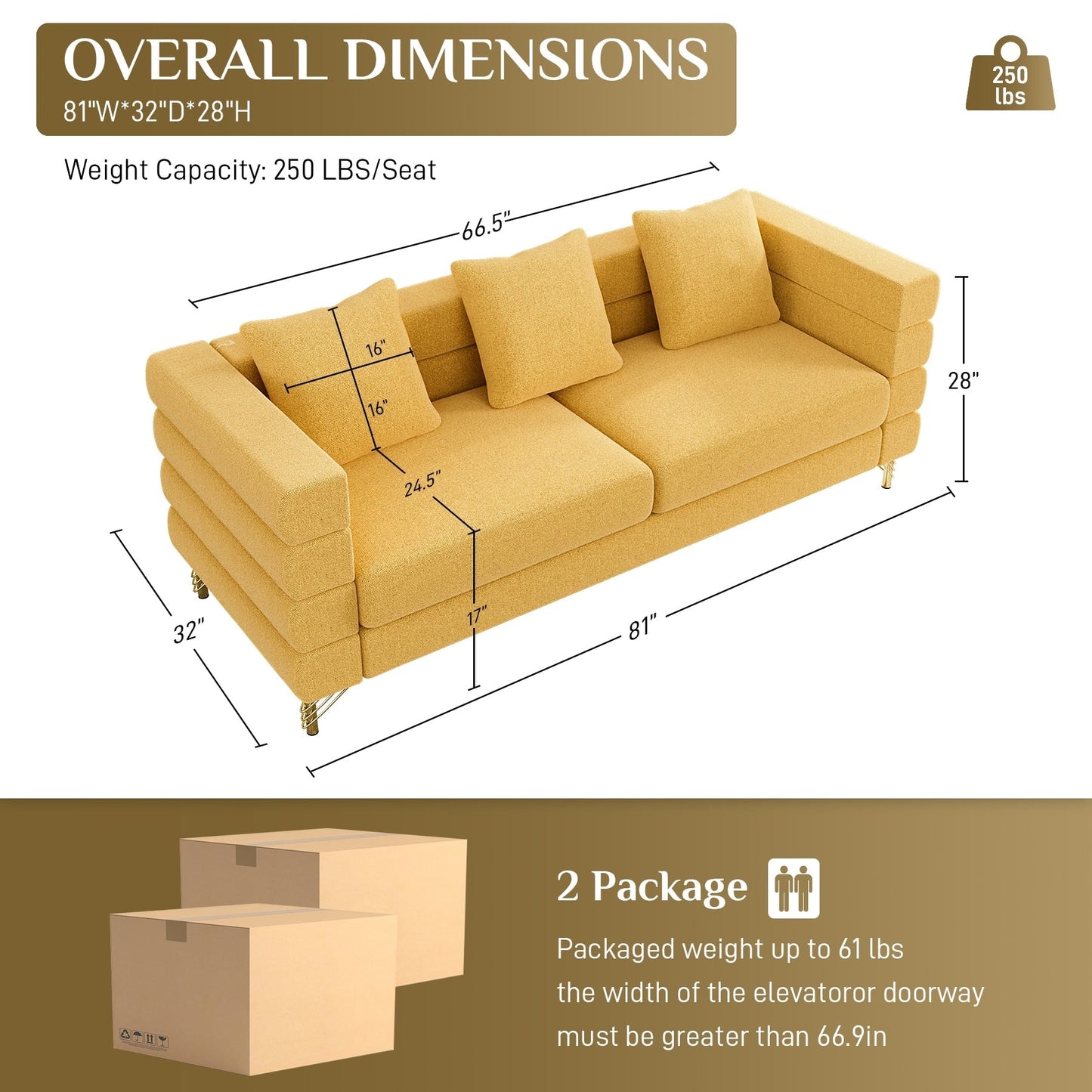 Ouyessir Mid Century Sofa Couch for Bedroom, Living Room, Lounges, Office, Apartment