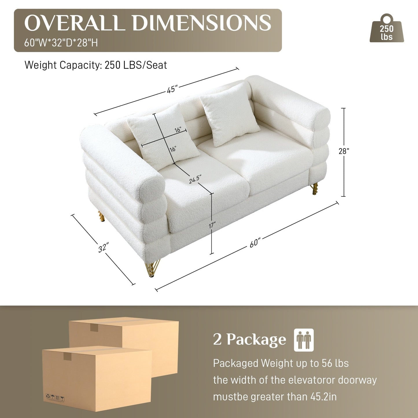 Ouyessir Mid Century Sofa Couch for Bedroom, Living Room, Lounges, Office, Apartment