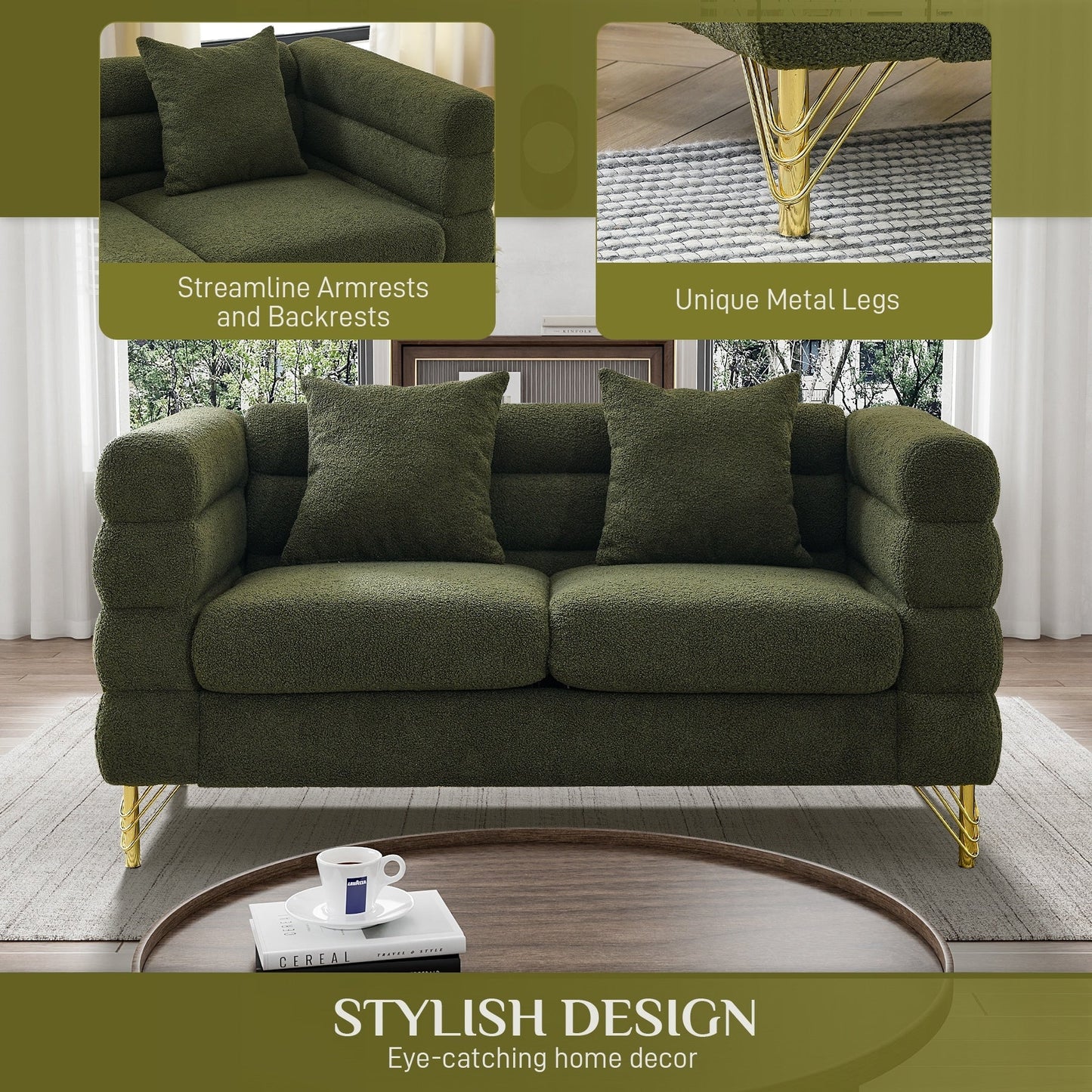 Ouyessir Mid Century Sofa Couch for Bedroom, Living Room, Lounges, Office, Apartment