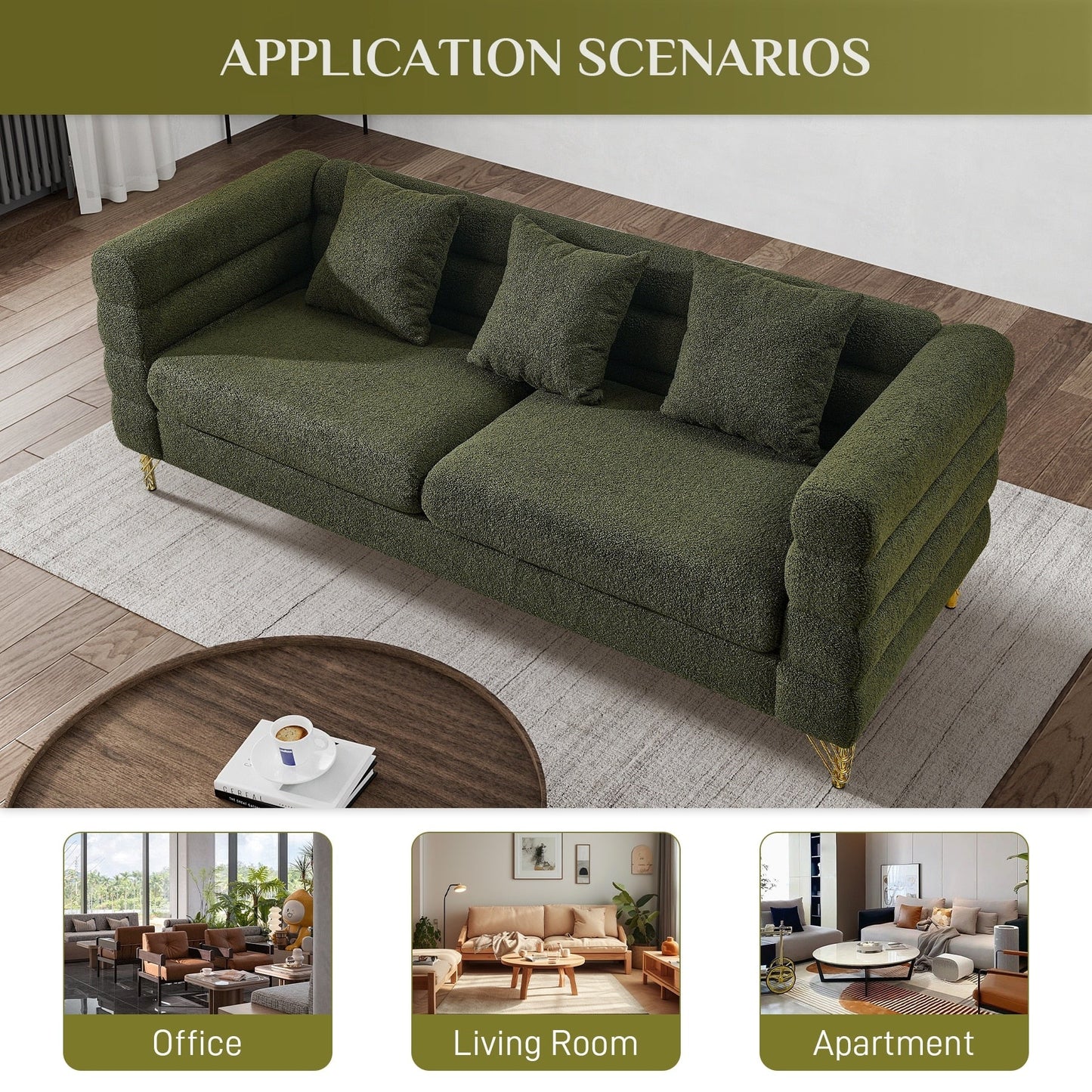 Ouyessir Mid Century Sofa Couch for Bedroom, Living Room, Lounges, Office, Apartment