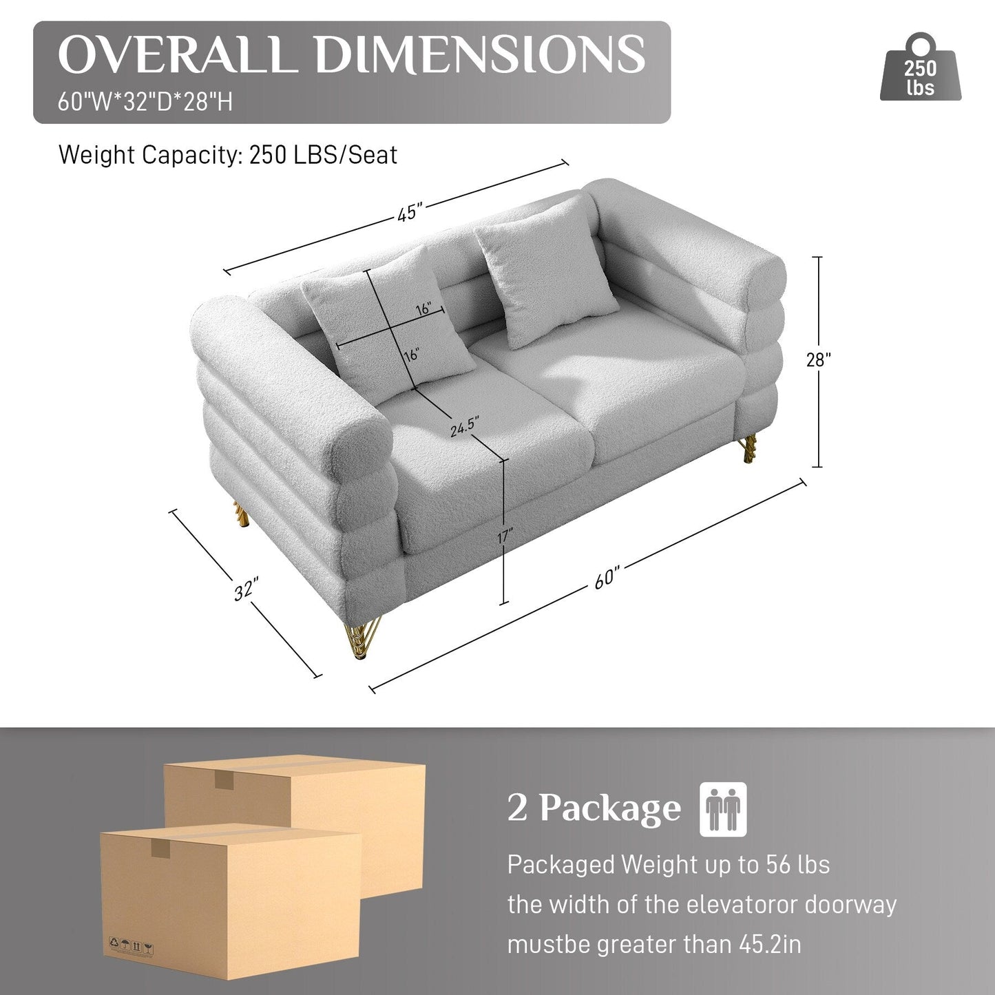 Ouyessir Mid Century Sofa Couch for Bedroom, Living Room, Lounges, Office, Apartment