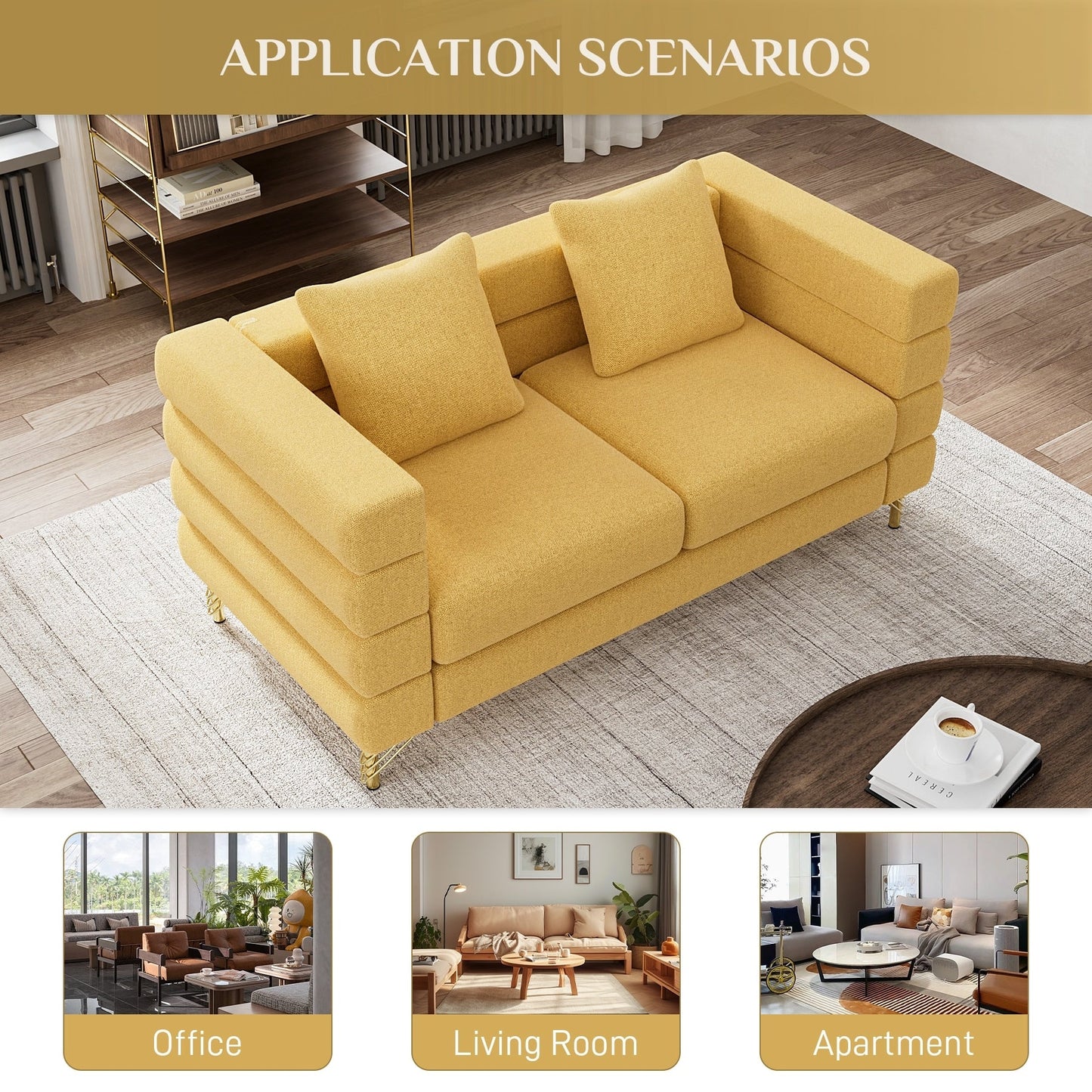 Ouyessir Mid Century Sofa Couch for Bedroom, Living Room, Lounges, Office, Apartment