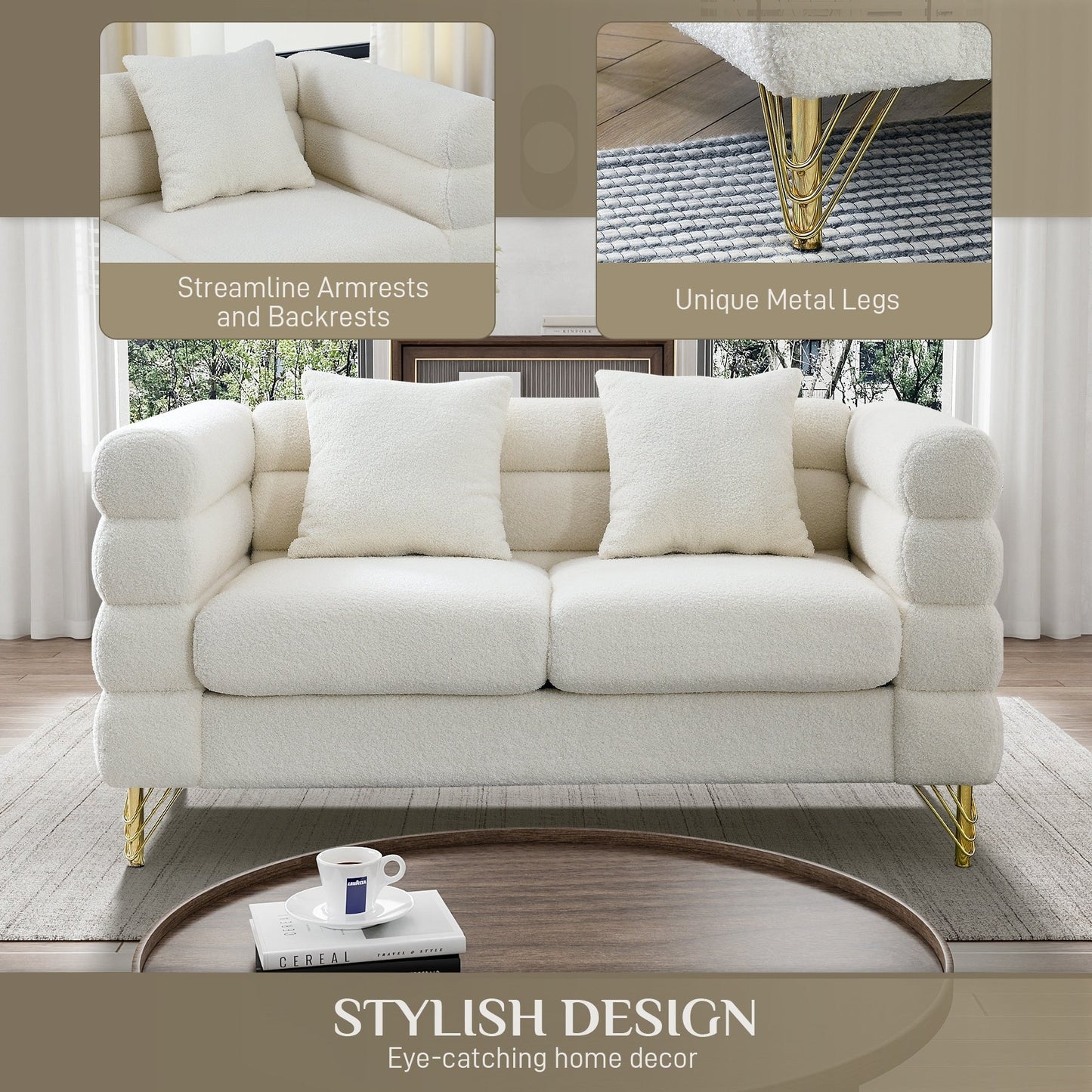 Ouyessir Mid Century Sofa Couch for Bedroom, Living Room, Lounges, Office, Apartment