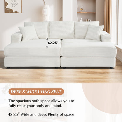 Ouyessir Upholstered Deep Seat Single Sofa with Ottoman for Living Room