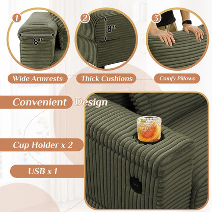 Ouyessir Upholstered Deep Seat Single Sofa with Ottoman for Living Room