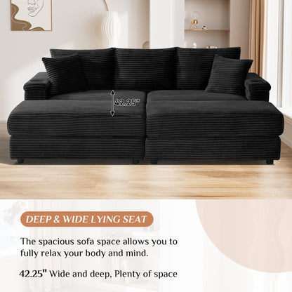 Ouyessir Upholstered Deep Seat Single Sofa with Ottoman for Living Room
