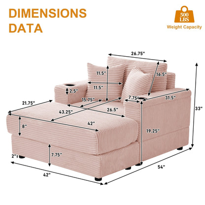 Ouyessir Upholstered Deep Seat Single Sofa with Ottoman for Living Room