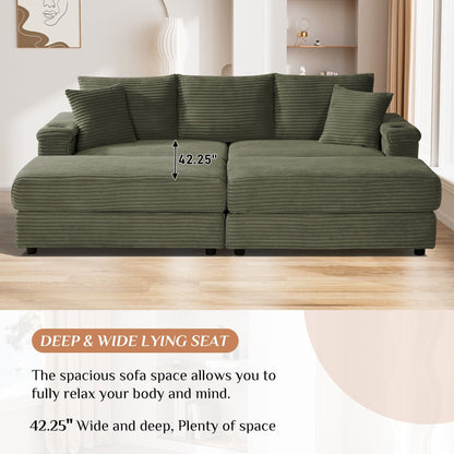 Ouyessir Upholstered Deep Seat Single Sofa with Ottoman for Living Room