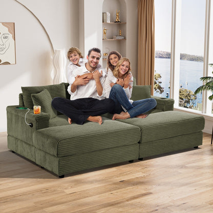 Ouyessir Upholstered Deep Seat Single Sofa with Ottoman for Living Room