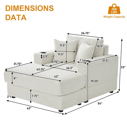 Ouyessir Upholstered Deep Seat Single Sofa with Ottoman for Living Room