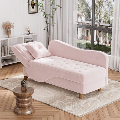 Ouyessir Upholstered Storage Chaise Lounge Chair with Left Armrest & Lumbar Pillow