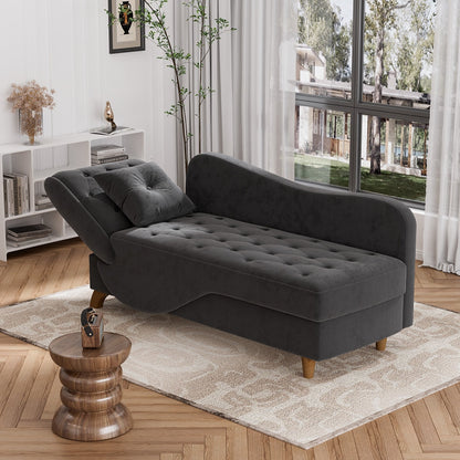 Ouyessir Upholstered Storage Chaise Lounge Chair with Left Armrest & Lumbar Pillow