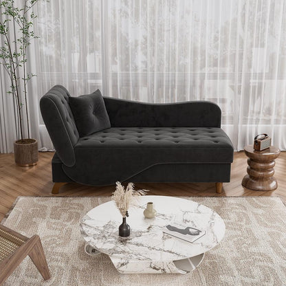Ouyessir Upholstered Storage Chaise Lounge Chair with Left Armrest & Lumbar Pillow