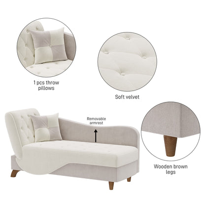 Ouyessir Upholstered Storage Chaise Lounge Chair with Left Armrest & Lumbar Pillow
