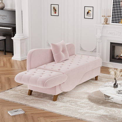 Ouyessir Upholstered Storage Chaise Lounge Chair with Left Armrest & Lumbar Pillow