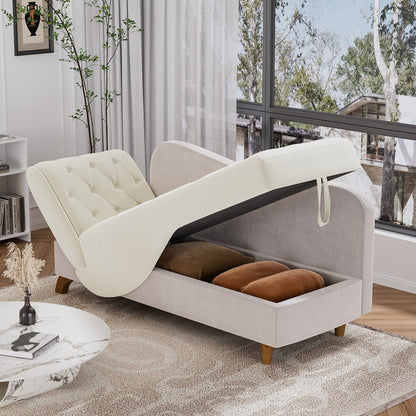 Ouyessir Upholstered Storage Chaise Lounge Chair with Left Armrest & Lumbar Pillow