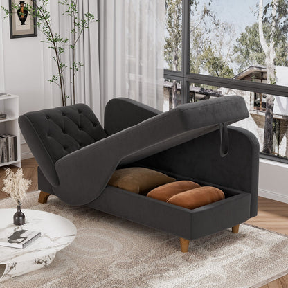 Ouyessir Upholstered Storage Chaise Lounge Chair with Left Armrest & Lumbar Pillow