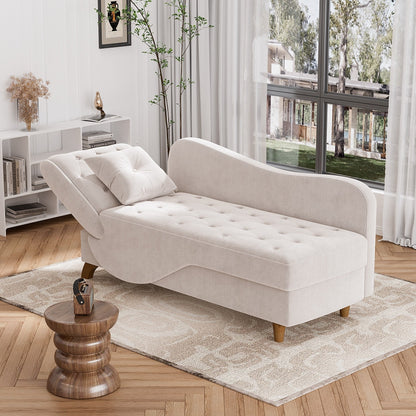Ouyessir Upholstered Storage Chaise Lounge Chair with Left Armrest & Lumbar Pillow