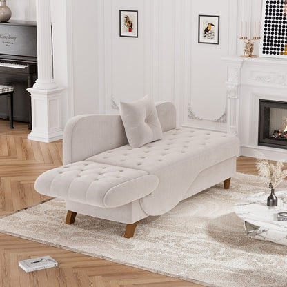Ouyessir Upholstered Storage Chaise Lounge Chair with Left Armrest & Lumbar Pillow