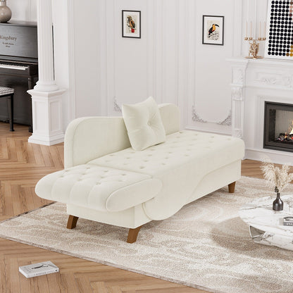 Ouyessir Upholstered Storage Chaise Lounge Chair with Left Armrest & Lumbar Pillow