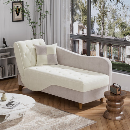 Ouyessir Upholstered Storage Chaise Lounge Chair with Left Armrest & Lumbar Pillow
