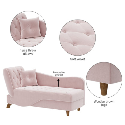 Ouyessir Upholstered Storage Chaise Lounge Chair with Left Armrest & Lumbar Pillow