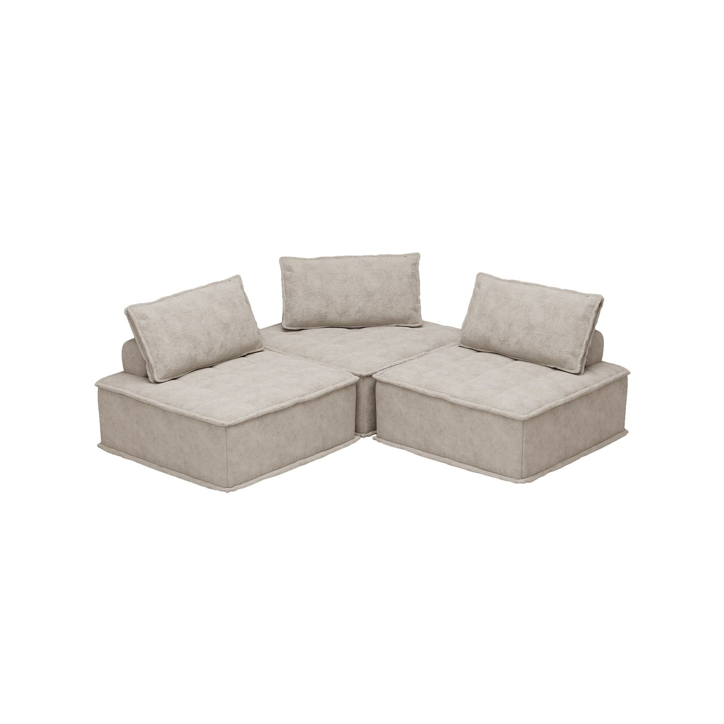 Oversized 3-piece Chenille Modular Square Sofa Set with High-Density Foam Cushions, Free Combination